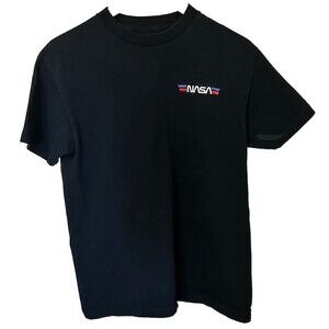 NASA Men's M Embroidered Logo Black T Shirt By Retrofit
